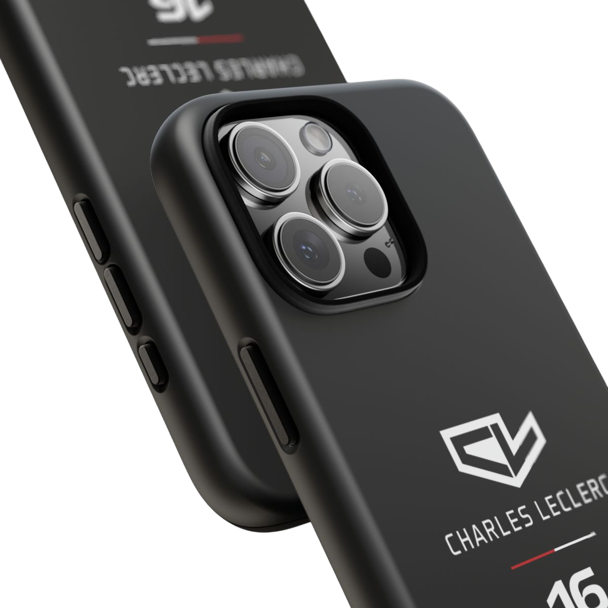 Close-up of Charles Leclerc 2024 phone case showing sleek design for F1 lovers