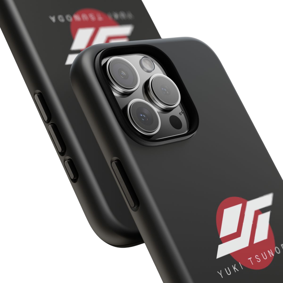 Close-up of Yuki Tsunoda 2024 phone case showing sleek design for F1 lovers